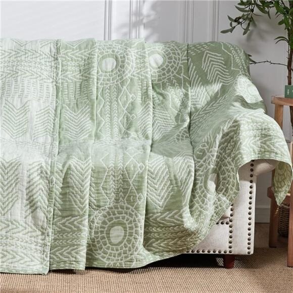 Boho 100% Cotton Blanket Muslin Lightweight Twin Size Throw Blanket